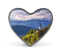 Spilla da bavero con paesaggio sloveno, spilla a forma di cuore per accessori da uomo e da donna, spille da bavero in smalto leggero da 1 pollice, bottoni per zaini, cappelli, borse, cordini