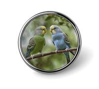 Spilla da bavero con pappagalli blu e verdi, spilla alla moda, spille con bottoni rotondi, camicie, vestiti, borse, decorazi