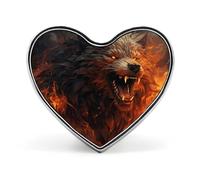 Spilla da bavero con piante tropicali e pappagalli a forma di selvatico nel fuoco - Spilla a forma di cuore per accessori da uomo e da donna, spille da bavero in smalto leggero da 1 pollice per zaini,