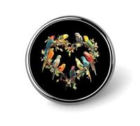 Spilla da bavero con piccolo bottone rotondo a forma di pappagallo nel cuore, per borsa, 1 pollice, accessori per camicie