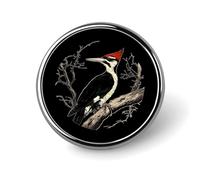 Spilla da bavero con piccolo bottone rotondo a forma di picchio su un ramo, per borsa, 1 pollice, accessori per camicie