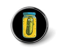 Spilla da bavero con piccolo bottone rotondo e cetriolini sottaceto in un barattolo di vetro, per borsa, accessori per camicie da 1 pollice
