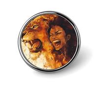 Spilla da bavero con piccolo bottone rotondo raffigurante la ruggente, leone e bellezza, per borsa, accessori per camicie da 1 pollice