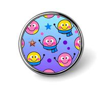 Spilla da bavero con sciarpa e faccina felice, spilla rotonda alla moda, spilla con bottone carino, spille con bottone in lega per cappelli, camicie, vestiti e borse