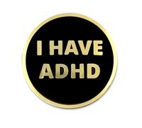 Spilla da bavero con scritta "I Have ADHD Awareneness", idea regalo, spilla a bottone, Ottone, Senza pietra