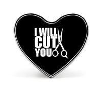 Spilla da bavero con scritta "I Will Cut You" a forma di cuore, ideale come accessorio per costume da uomo e donna.
