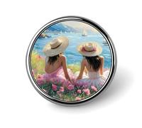 Spilla da bavero con spilla a forma di barca a vela e fiore dell'oceano, per donna e uomo, per feste e matrimoni