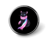 Spilla da bavero con spilla rotonda piccola a forma di gatto con sciarpa transgender, per borsa, accessori per magliette da 1 pollice