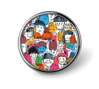 Spilla da bavero con spilla rotonda piccola con graffiti disegnati a mano, con facce dei cartoni animati, per borsa, accessori per camicie da 1 pollice