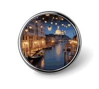 Spilla da bavero con splendida Venezia di notte, spilla alla moda, spilla con bottone carino, spille con bottone rotondo, spille smaltate, spille in metallo, per cappelli, camicie, abbigliamento, bors
