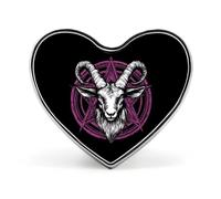 Spilla da bavero con testa di capra satanica di Bafometto a forma di cuore, accessorio per abbigliamento e gioielli per uomo e donna.