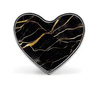Spilla da bavero con texture effetto marmo nero e oro, graziosa spilla a bottone personalizzata, spilla a cuore personalizzat