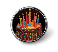 Spilla da bavero con torta grande di buon compleanno, spilla rotonda alla moda, spilla con bottone carino, spille con bottone in lega per cappelli, camicie, vestiti e borse
