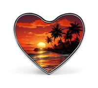 Spilla da bavero con tramonto tropicale, elegante, a forma di cuore, divertente, personalizzata, alla moda, graziosa spilla a forma di cuore, per borse, giacche, vestiti, accessori