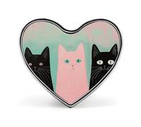 Spilla da bavero con tre gatti affascinanti, spilla a forma di cuore in metallo da 1 pollice, leggera, con bordi lisci, spilla versatile con distintivo d'amore per camicie, giacche, borse, regali p
