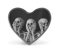 Spilla da bavero con tre immagini di scheletri, spilla a forma di cuore in metallo da 1 pollice, leggera, con bordi lisci, spilla versatile con distintivo d'amore per camicie, giacche, borse, regal