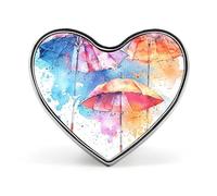 Spilla da bavero con tre ombrelli, spilla a forma di cuore in metallo da 1 pollice, leggera, con bordi lisci, versatile, spilla con distintivo d'amore per camicie, giacche, borse, regali per amici