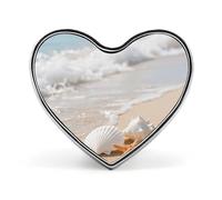 Spilla da bavero "Conchiglie sulla riva del mare", spilla a forma di cuore in metallo da 1 pollice, leggera, con bordi lisci, spilla versatile con distintivo d'amore per camicie, giacche, borse, re