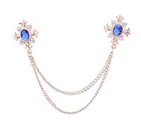 Spilla da bavero da uomo, con catena, 1 pezzo, con nappa da uomo, for abito, colletto della camicia, cristallo, strass, accessori da sposa retrò(Blu)