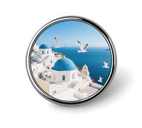 Spilla da bavero dell'isola di Santorini, spilla rotonda alla moda, spilla con bottoni carini, spille con bottoni in lega per cappelli, camicie, vestiti e borse