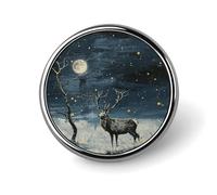 Spilla da bavero "Dipingere al chiaro di luna", spilla rotonda in metallo resistente, spilla leggera ed elegante per camicie, giacche, zaini e regali.