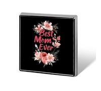 Spilla da bavero divertente "Best Mom Ever", quadrata, per cappelli, abbigliamento, gioielli, accessori, regali per uomo e donna