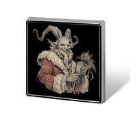 Spilla da bavero divertente con l'immagine di Merry Krampus, quadrata, 0,7 pollici, accessorio per abbigliamento uomo e donna