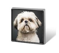 Spilla da bavero divertente con simpatico cane Shih Tzu, spilla stampata, distintivo, cravatta, quadrato, decorazione artistica per abbigliamento, borse, cappelli