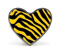 Spilla da bavero divertente con stampa zebrata gialla e nera, a forma di cuore, spilla con bottone, distintivo, spilla, cappello, abbigliamento, gioielli per uomo e donna.