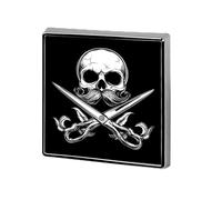 Spilla da bavero divertente con teschio "I Will Cut You" del parrucchiere, 1,8 cm, accessorio per abbigliamento uomo e donna