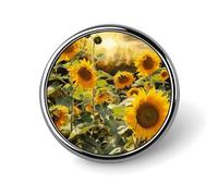 Spilla da bavero floreale con girasoli dopo la pioggia, in metallo, con bottone rotondo smaltato, ideale per cappelli, borse e abbigliamento. Regalo perfetto.