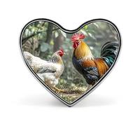 Spilla da bavero Gallo e Gallina alla moda squisite Bottoni personalizzati Distintivo Novità Spille uniche Spille carine a forma di cuore in metallo per zaino Cappello Borsa Giacca
