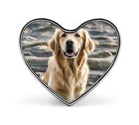 Spilla da bavero Golden Retriever da 1 pollice, spilla a forma di cuore in metallo, leggera, con bordi lisci, versatile, spilla con distintivo d'amore per camicie, giacche, borse, regali per amici