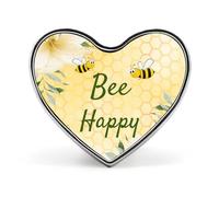 Spilla da bavero in alluminio leggero a nido d'ape gialla con api felici, per camicie e abbigliamento casual