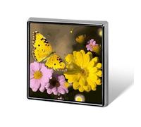 Spilla da bavero in lega di alluminio, personalizzata con farfalla gialla e fiore, zaino, cappello, g