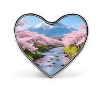 Spilla da bavero in metallo con paesaggio di ciliegi in fiore, bottone rotondo smaltato, ideale per cappelli, borse e abbigliamento, regalo.