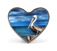 Spilla da bavero in metallo con pellicano, marino e cielo, bottone rotondo smaltato, stile spilla per cappelli, borse, abbigliamento, regalo.