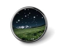 Spilla da bavero in metallo con stelle del prato e cielo notturno, bottone rotondo in smalto, ideale per cappelli, borse e abbigliamento, regalo.