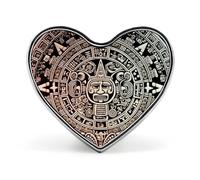 Spilla da bavero in metallo leggero e resistente con calendario Maya e fine del mondo, distintivo rotondo a forma di cuore per camicie, giacche e cappelli.