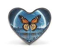 Spilla da bavero in metallo leggero e resistente, con delfino nell'oceano, rotonda, alla moda, per camicie, giacche, cappelli, forma d'amore, alluminio, senza gemme, forma d'amore, alluminio, senza