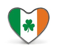 Spilla da bavero in metallo leggero e resistente con scritta "Happy Irish Holidays", distintivo rotondo a forma di cuore per camicie, giacche e cappelli.