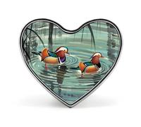 Spilla da bavero in stile cinese con anatre mandarine, piccolo geco leopardato - Spilla a forma di cuore per accessori da uomo e da donna, spille da bavero in smalto leggero da 1" per zaini, cappelli,