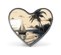 Spilla da bavero leggera e resistente in metallo a forma di palma, per barche da pesca, spilla rotonda a forma di cuore, per camicie, giacche, cappelli.