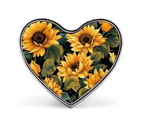 Spilla da bavero leggera e resistente in metallo con girasole, grazie per aver illuminato la mia vita, distintivo rotondo alla moda a forma di cuore per magliette, giacche, cappelli