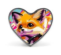 Spilla da bavero Little Fox in The Car, spilla a forma di cuore in metallo da 1 pollice, leggera, con bordi lisci, versatile, spilla con distintivo d'amore per camicie, giacche, borse, regali per a
