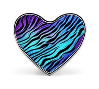 Spilla da bavero mimetica viola, blu e verde a strisce zebrate, alla moda squisite, bottoni personalizzati, distintivi, uniche e originali, a forma di cuore carine, bottoni in me
