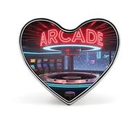 Spilla da bavero Neon Arcade, spilla a forma di cuore in metallo da 1 pollice, leggera, con bordi lisci, versatile spilla con distintivo d'amore per camicie, giacche, borse, regali per amici e fami