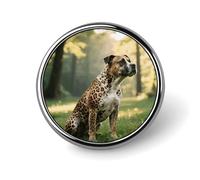 Spilla da bavero per uomo, spille e fermagli per donna - Pitbull con stampa animalier, distintivo rotondo in metallo per camicie, giacche, cappelli | Accessorio di moda resistente e regalo per uomo