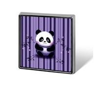 Spilla da bavero personalizzata a forma di panda viola a strisce per uomo e donna, spilla quadrata carina e divertente per spille in lega di alluminio facili e sicure, accessori per abiti da sposa e f