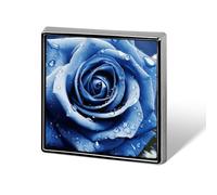 Spilla da bavero personalizzata con illustrazione di una rosa blu per uomo e donna, spilla quadrata carina e divertente per spille in lega di alluminio facili e sicure, accessori per abiti da sposa